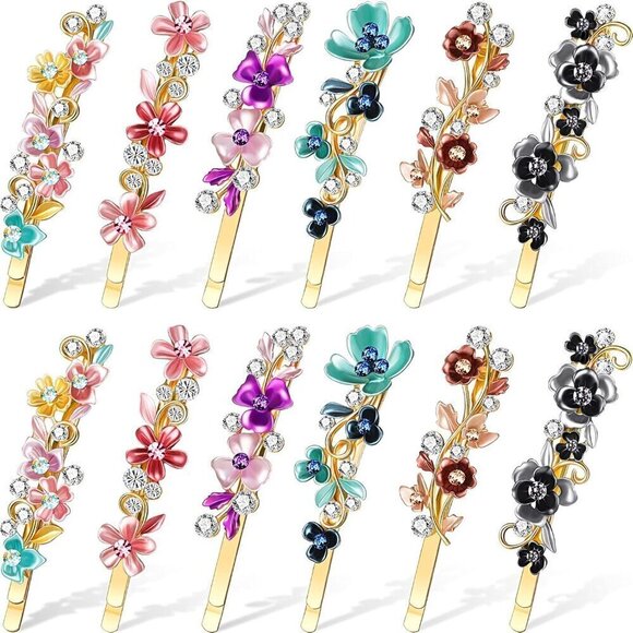 Other - 12 Pieces Vintage Flower Hair Pins Women Barrette Bobby Pins Decorative Metal Go